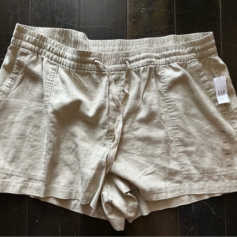 GAP Tan LINEN SHORTS XXL 3” Inseam